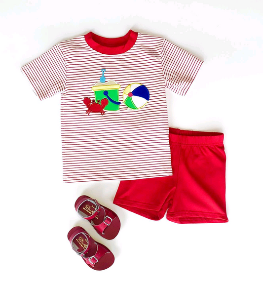BSSO1049 Baby Boys Crab Beach Shirts Shorts Clothing Sets Preorder
