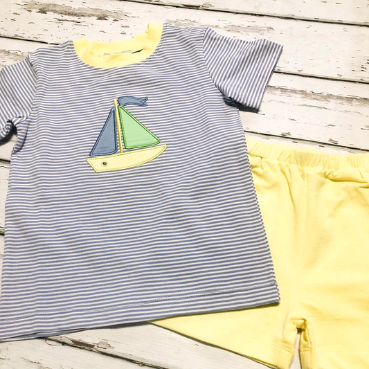 BSSO1050 Baby Boys Sailboat Shirts Shorts Clothing Sets Preorder