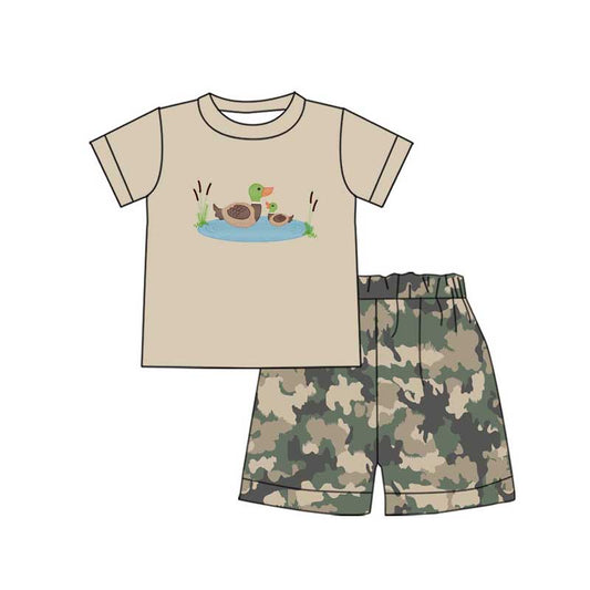BSSO1053 Baby Boys Cute Ducks Tee Shirts Camo Shorts Clothing Sets Preorder