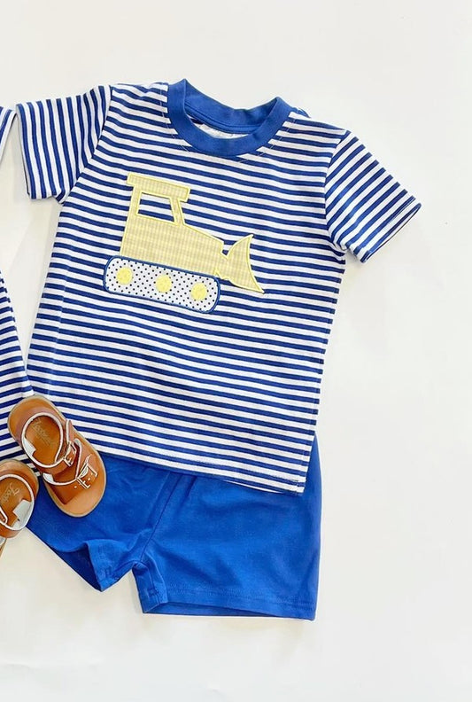 BSSO1059 baby boy clothes blue short sleeve shorts
