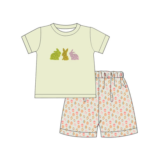 BSSO1074 Baby Boys Easter Green Eggs Rabbits Shirts Shorts Clothes Sets Preorder
