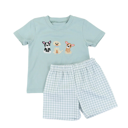 BSSO1076 Baby boys clothes dog short sleeve suits