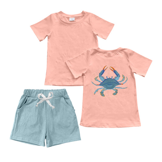 BSSO1077 Baby Boys Crab Shirts Summer Shorts Clothes Sets Preorder