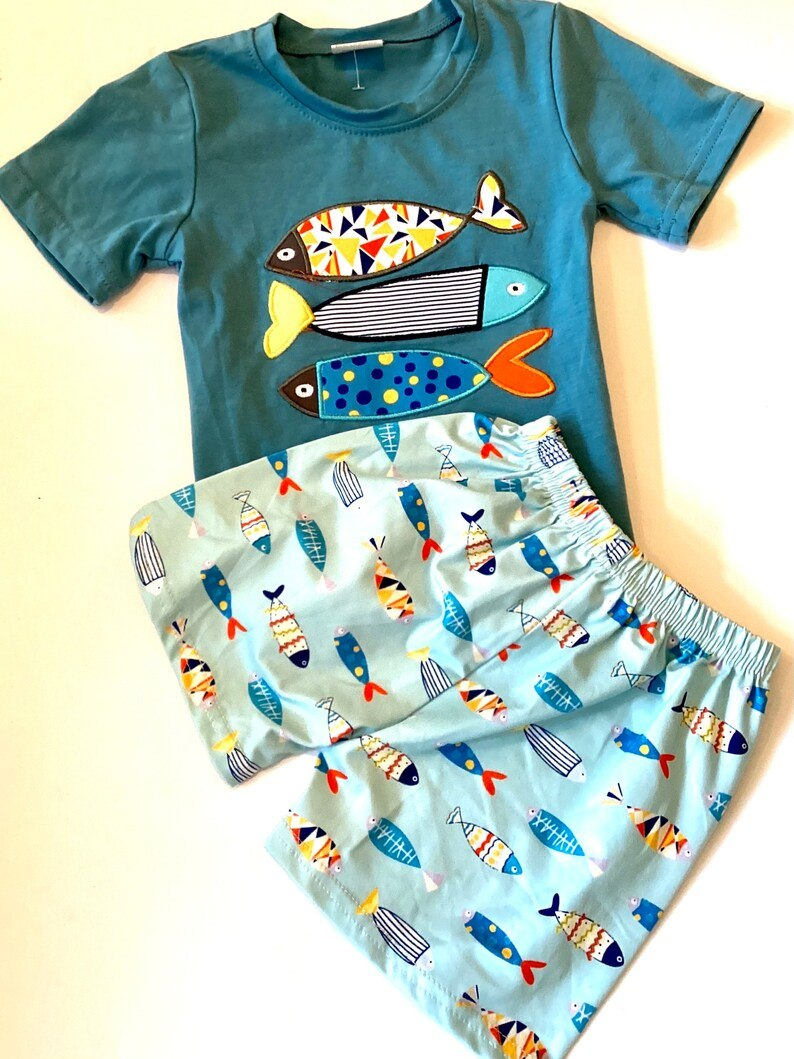 BSSO1078 Baby Boys Fishes Shirts Summer Shorts Clothes Sets Preorder