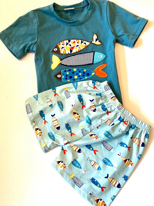 BSSO1078 Baby Boys Fishes Shirts Summer Shorts Clothes Sets Preorder