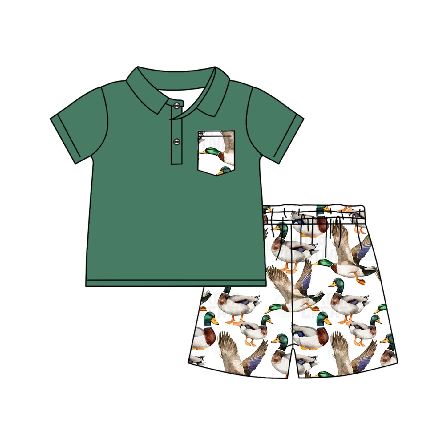 Infant Boys Girls Duck Hunting Short Sleeve Onesie-Dress-Short Sleeve Shorts Mixed Sizes Pre-Order