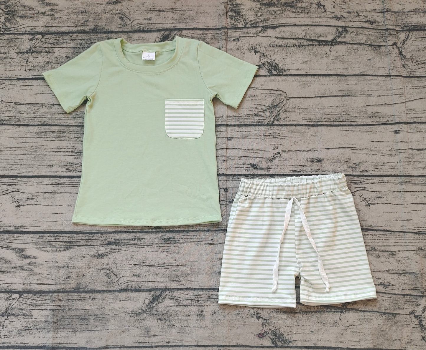 BSSO1103Short sleeves stripe pocket top shorts boys summer outfits
