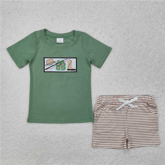 BSSO1154Fishing boots top stripe shorts baby boys clothes