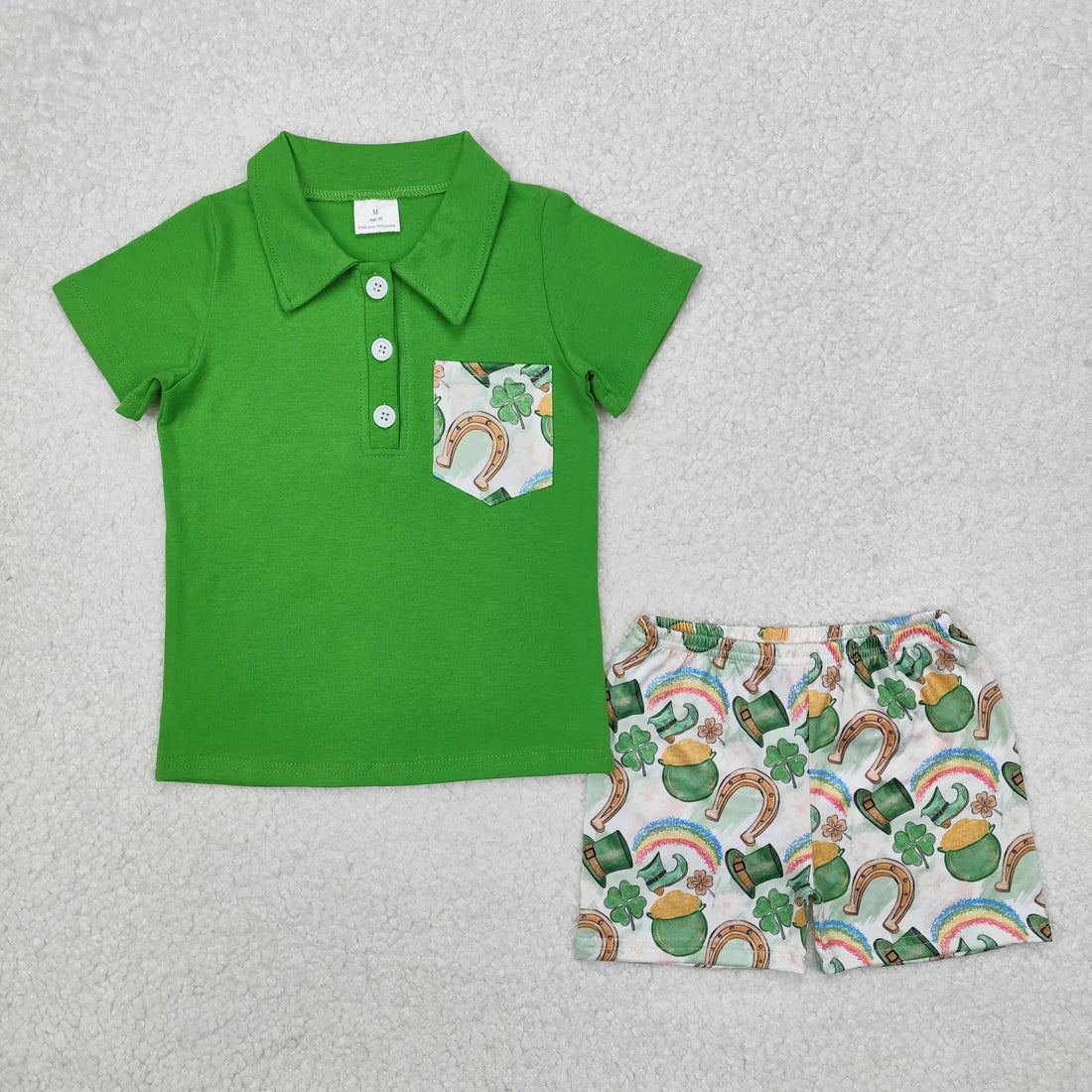 12.15 RTS Sibling Boys Baby Girls St Patrick Day Qautrefoil Outfits Clothes Sets