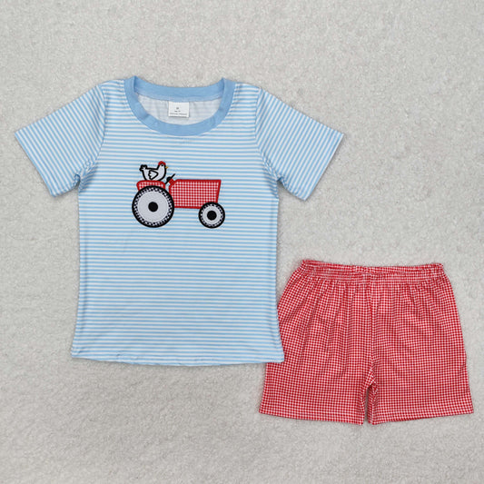 BSSO1172RTS NO MOQ Baby Boys Summer Boys Outfits Baby Boys Farm Chicken Shirt Shorts Clothes Sets