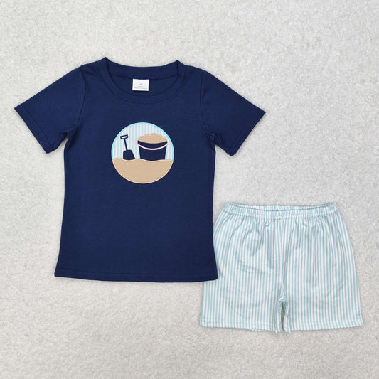 BSSO1193Baby Boys Navy Beach Shirt Shorts Clothes Sets