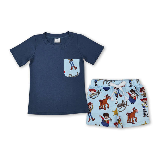 RTS Sibling Short sleeves pocket top shorts kids boys clothes
