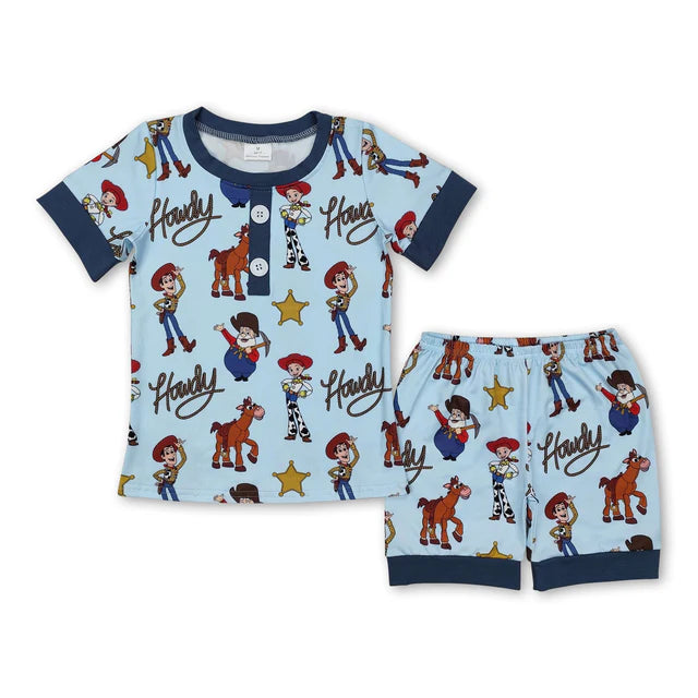 RTS Sibling Short sleeves pocket top shorts kids boys pajamas