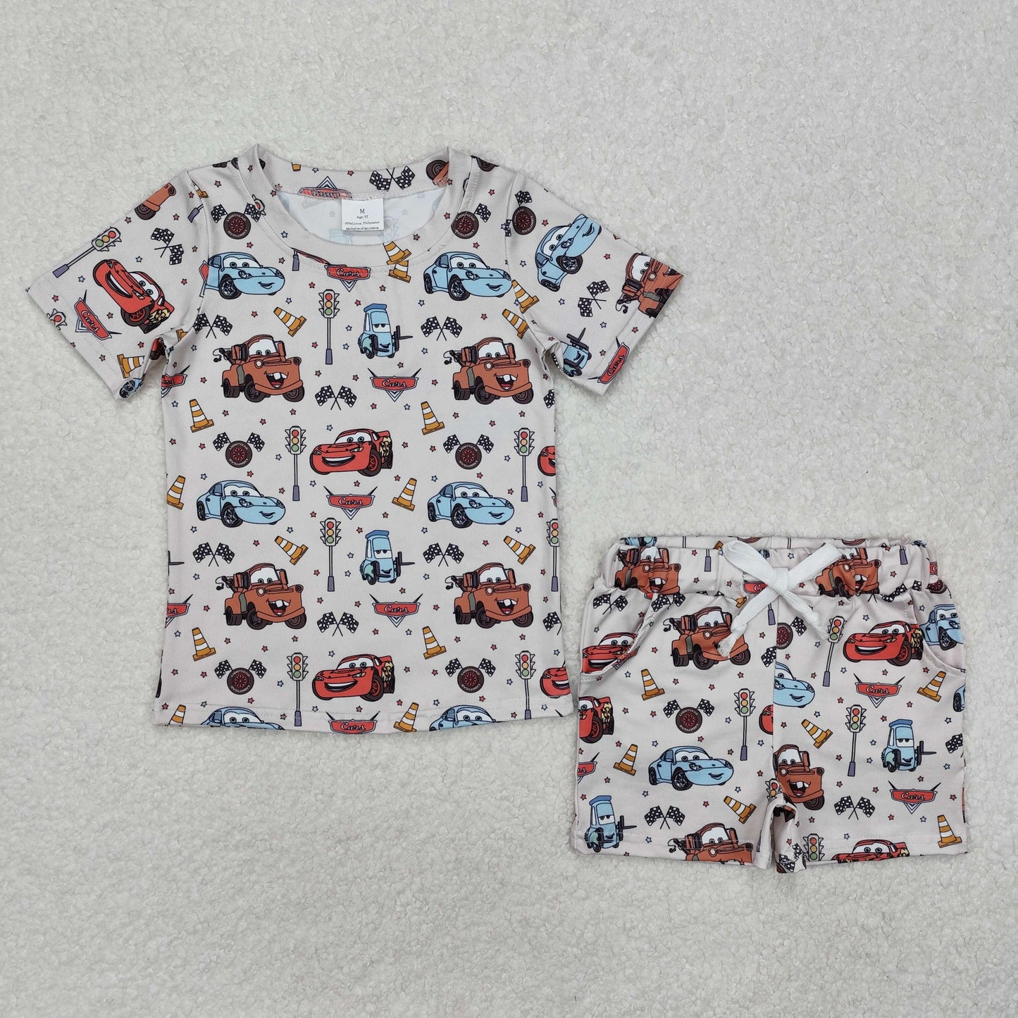 BSSO1233RTS NO MOQ Baby Boys Summer Pajamas Outfits Baby boy clothes cars Short Sleeve shorts Suit