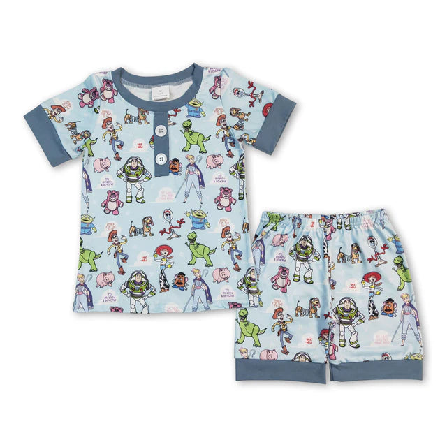RTS Sibling Short sleeves pocket top shorts kids boys pajamas
