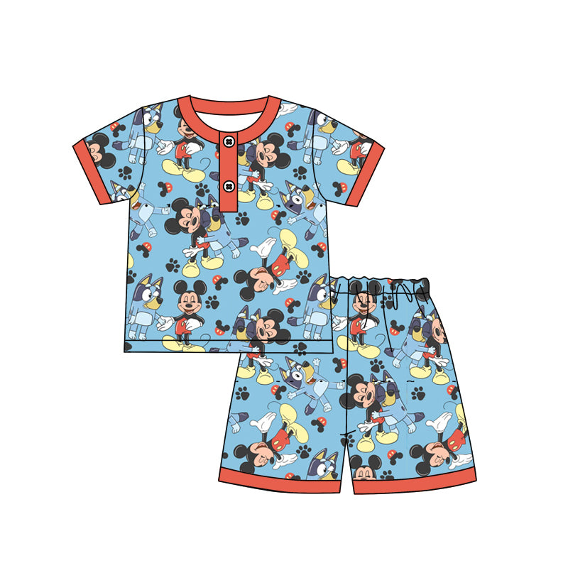 FLOWERSShort sleeves mouse dog top shorts boys pajamas
