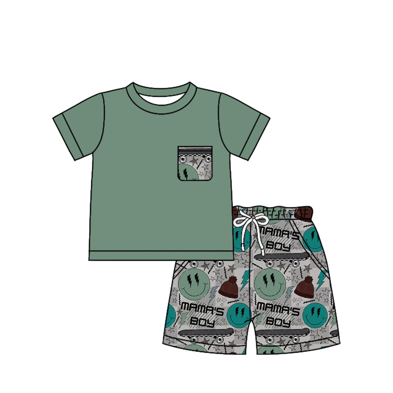 Baby Boys Mama's Boy Pocket Shirts Shorts Pajamas Clothes Sets