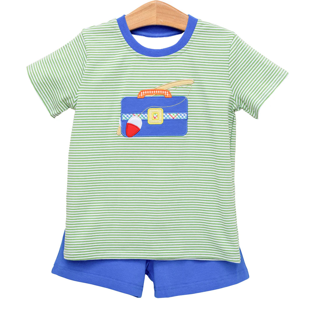 Stripe short sleeves fishing top shorts boys clothing