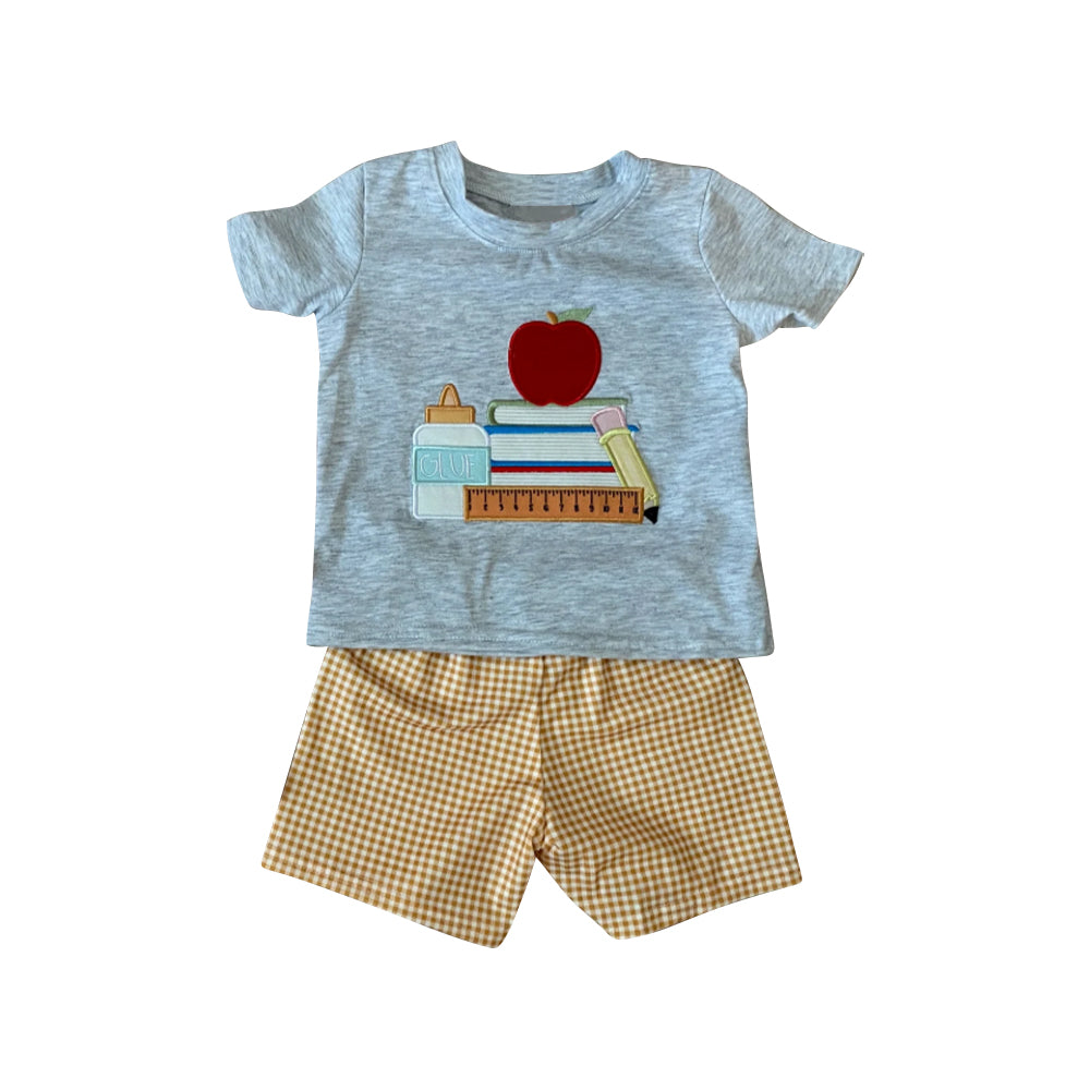 Baby Girls Apple Back To School Books Tunic Ruffle Shorts Sets