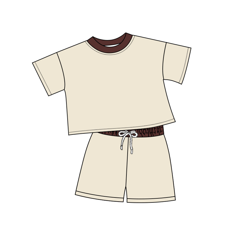 Baby Kids Short Sleeve Cotton Top Shorts Outfit Set Comfortable Breathable Clothing for Infants Boys Girls
