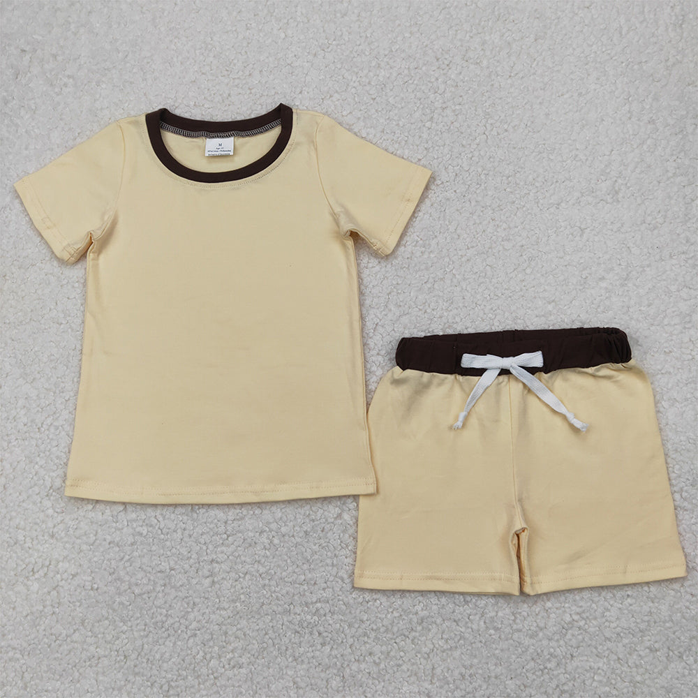 4.12 BSSO1310 RTS NO MOQ Baby Boys Summer Boys Outfits  Baby Boys Yellow Short Sleeves Top Short Set