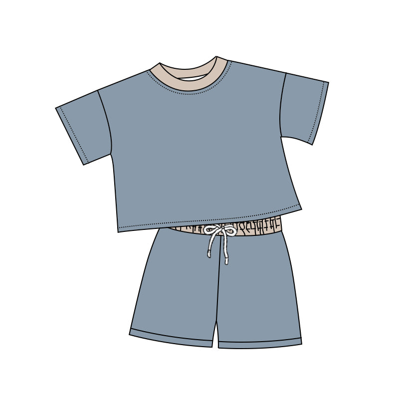 Baby Kids Short Sleeve Cotton Top Shorts Outfit Set Comfortable Breathable Clothing for Infants Boys Girls