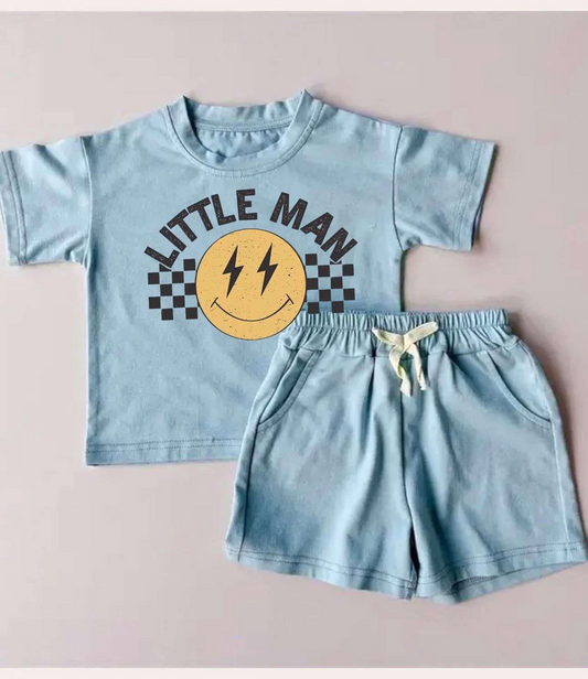 BSSO1315Short sleeves little man smile top shorts boys clothes