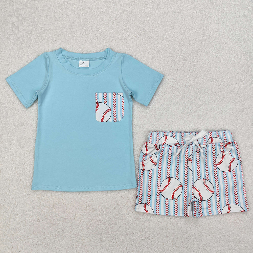 BSSO1317 New Rts No Moq 8-9 Days By Air Arrived it Short sleeves pocket top baseball shorts boys clothes