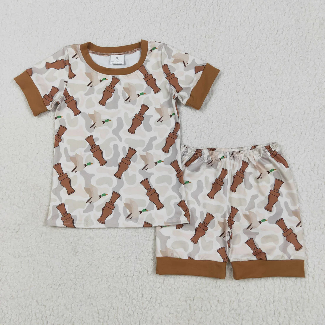 12.18 RTS Sibling Baby Boys Short Sleeve Deer Fishing Top Shorts Hunting Pajamas Sets