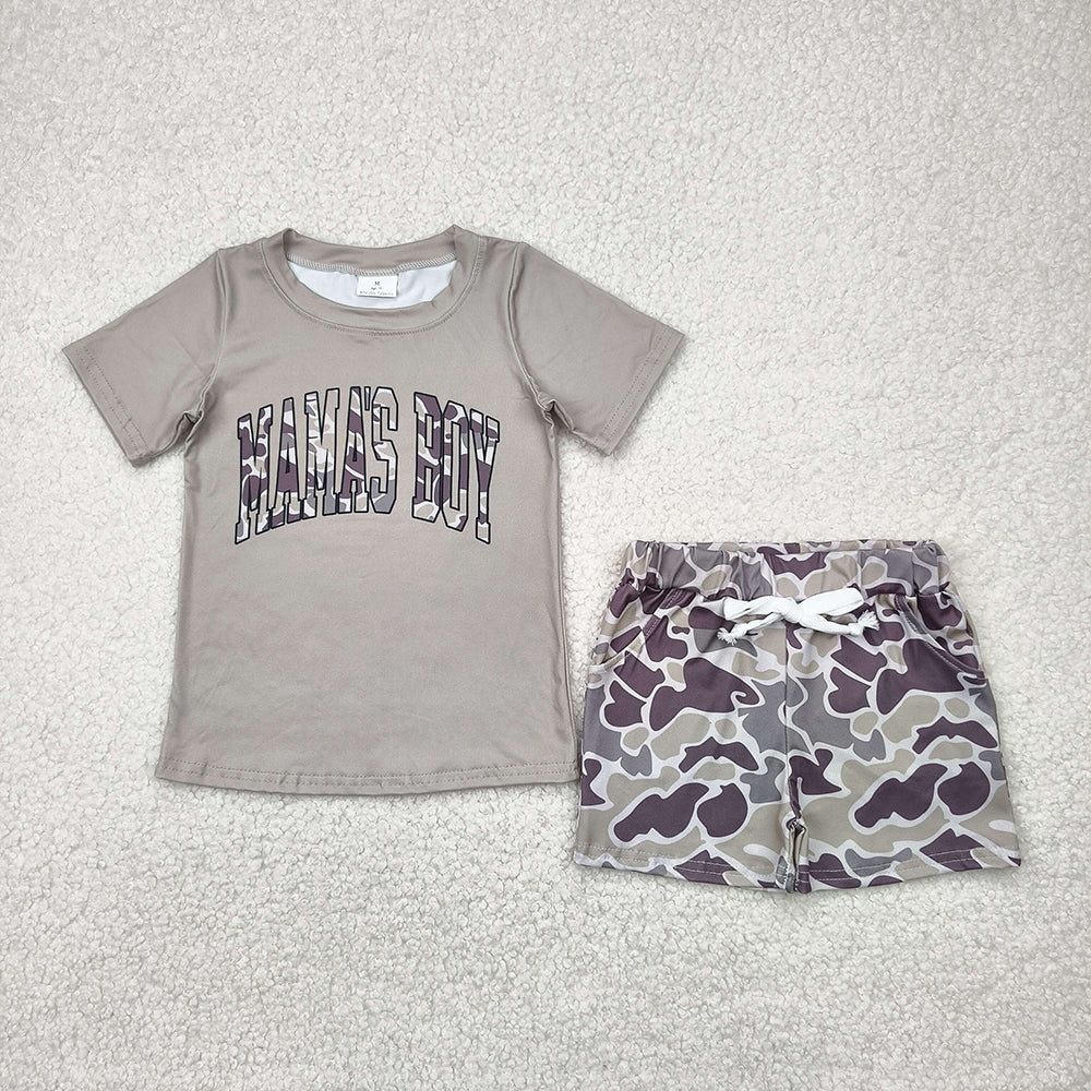 11.10 RTS Sibling 3 Colors Baby Boys Mama's Boy Tops Camouflage Shorts Outfits