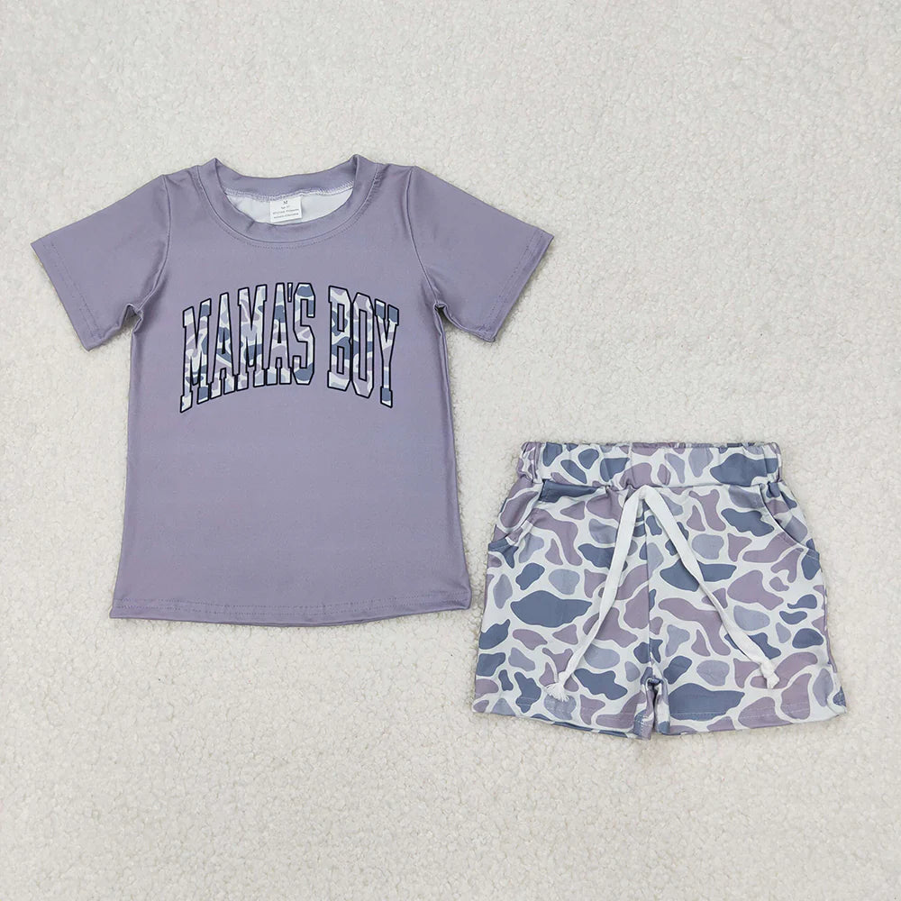 12.5 RTS Sibling Baby Boys Mama's Boy Tops Camouflage Shorts Outfits