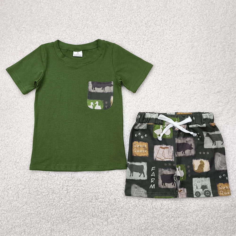 6.18 BSSO1390 RTS NO MOQ Baby Boys Summer Boys Outfits Baby Boys Western Cow Boots Shirt Shorts Clothes Sets
