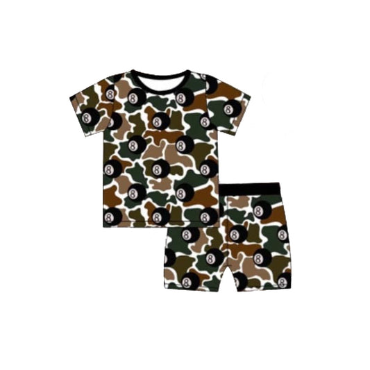 BSSO1399Kids Boys Camouflage Short Sleeve Clothing Set Ball Themed Outfit for Children