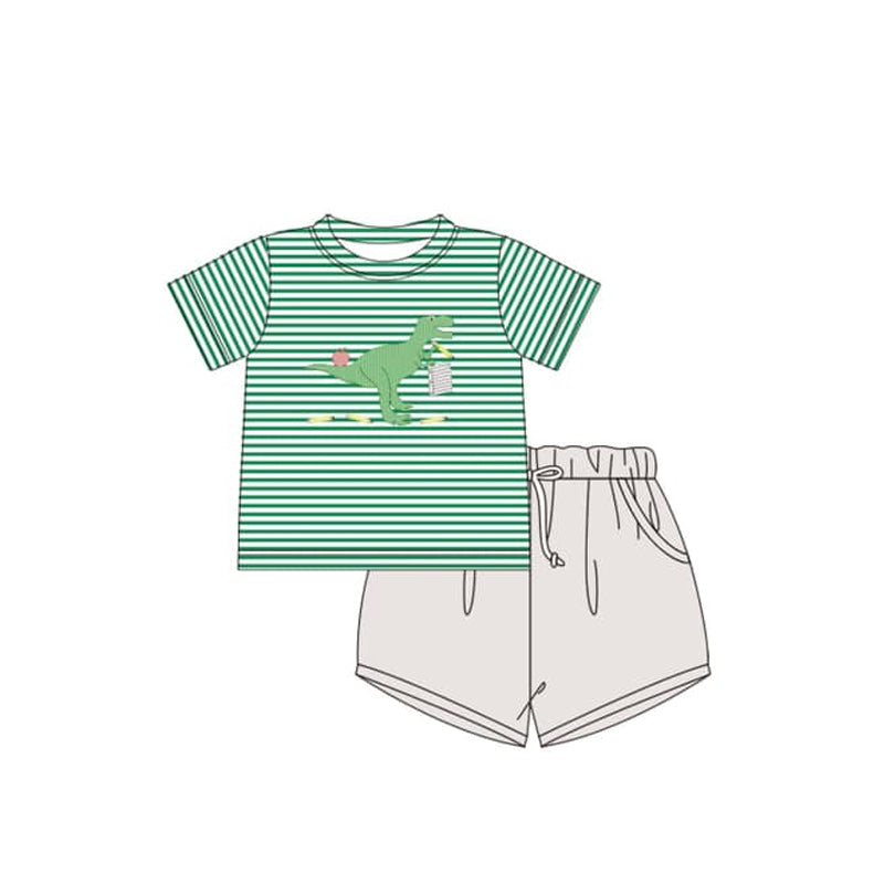 Boys Construction Apple Book Top Shorts Set Back to School Clothing Comfortable Kids Outfit