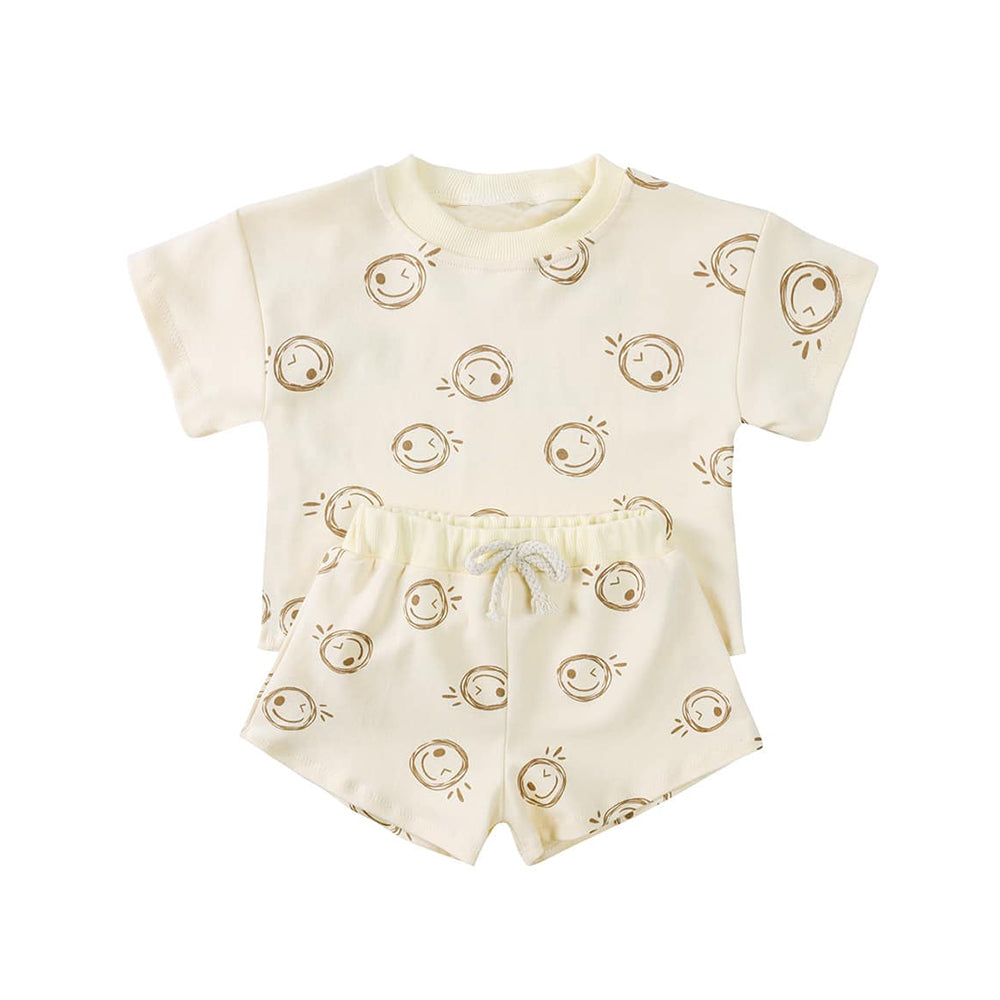 BSSO1423Beige short sleeves smile baby kids summer clothing