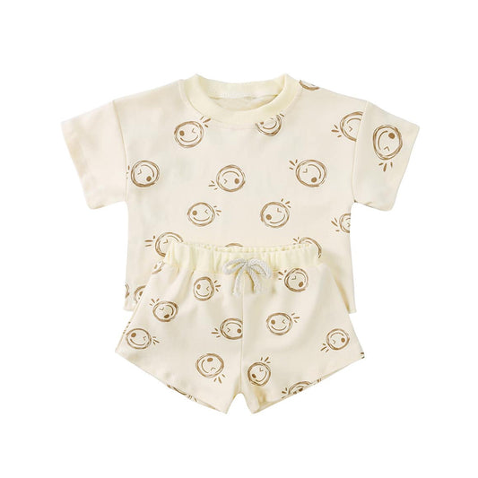 BSSO1423Beige short sleeves smile baby kids summer clothing