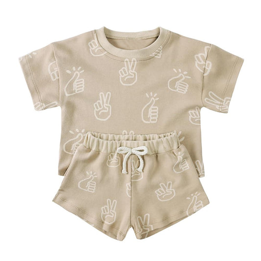 BSSO1426Short sleeves gesture baby kids summer clothing