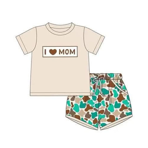 Kids Boys Camouflage Short Set - I Love Mom Top Matching Clothing for Children