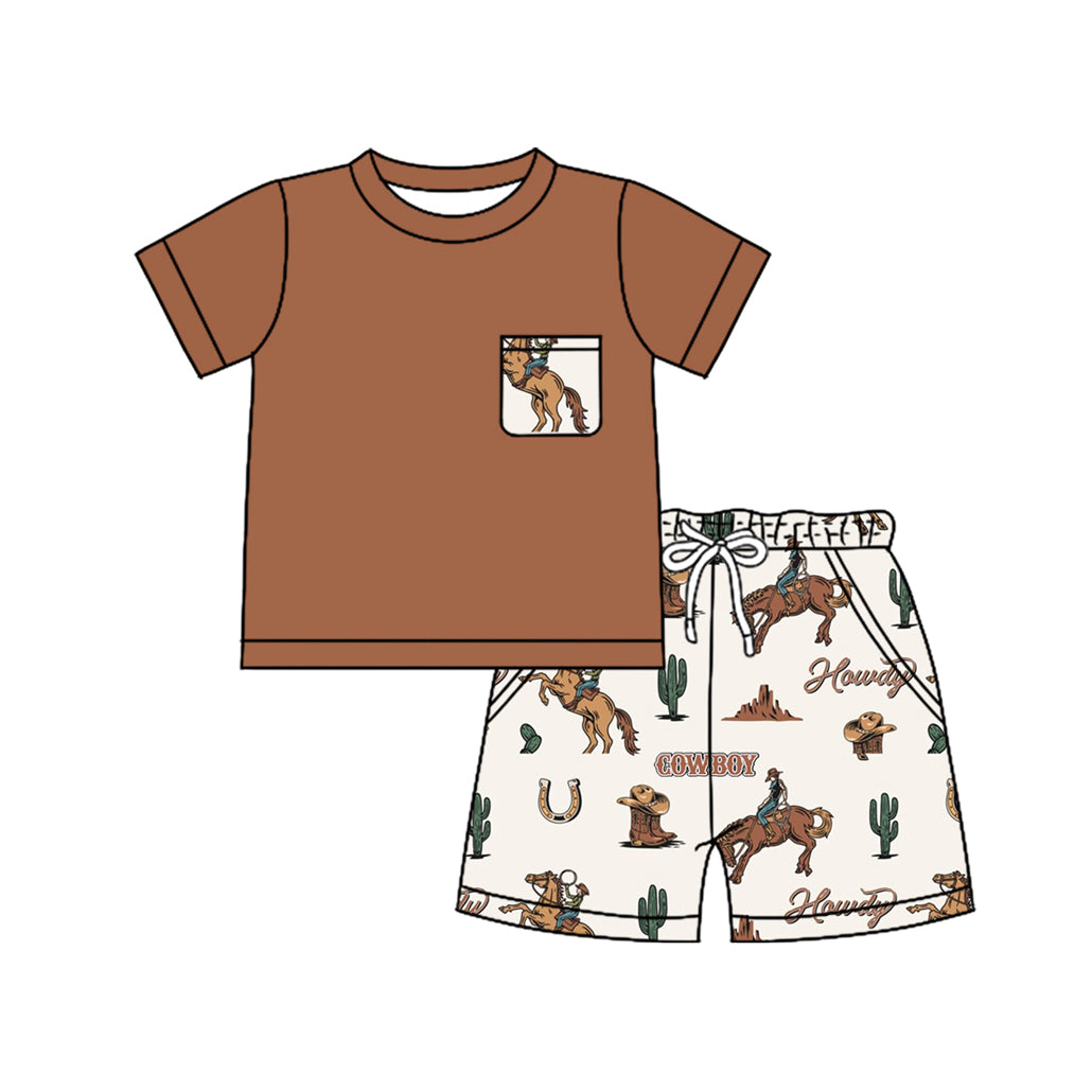 6.06 Pre orderBrown Rodeo Horse Cowboy Western Pajamas for Boy - Kids' Sleepwear Comfortable Nighttime Clothing
