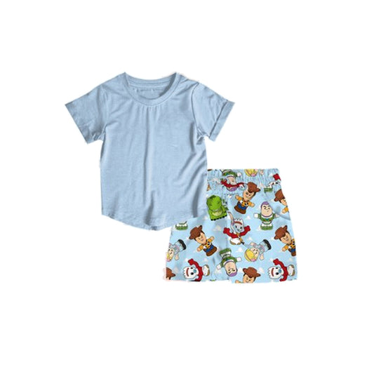 6.02   BSSO1452 Pre orderLight blue top toy pockets shorts kids boys clothes