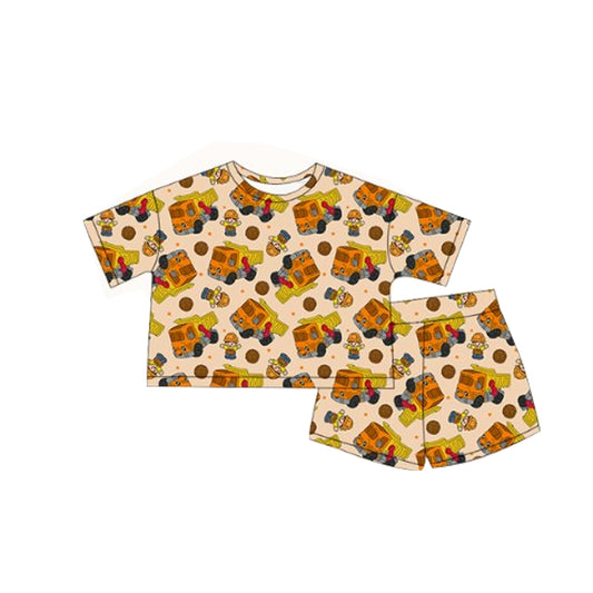 6.02   BSSO1453 Pre order Short sleeves constructions top shorts kids boys clothes