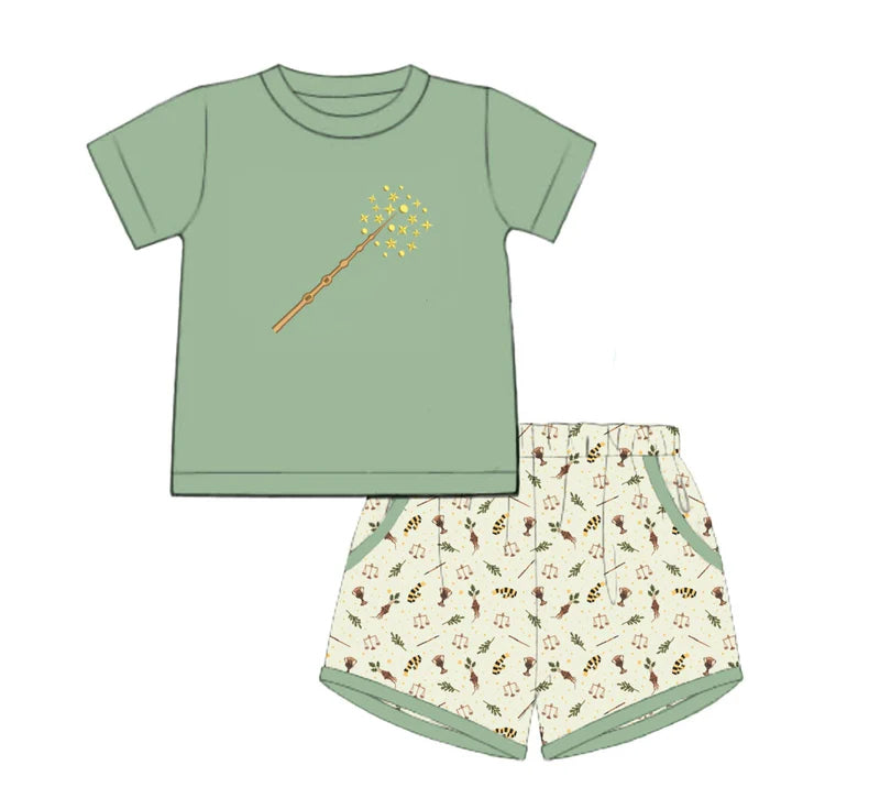 6.02   Pre order Kids Girls Short Sleeve Top And Leaf Shorts Set - Spring/Summer Breathable Clothing