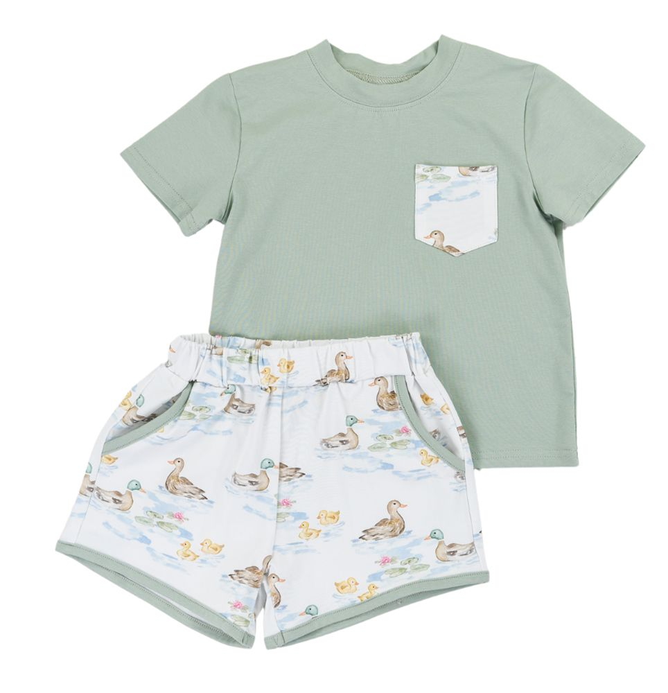 5.16 BSSO1461 Pre order Short sleeves duck pocket top shorts kids boy clothes