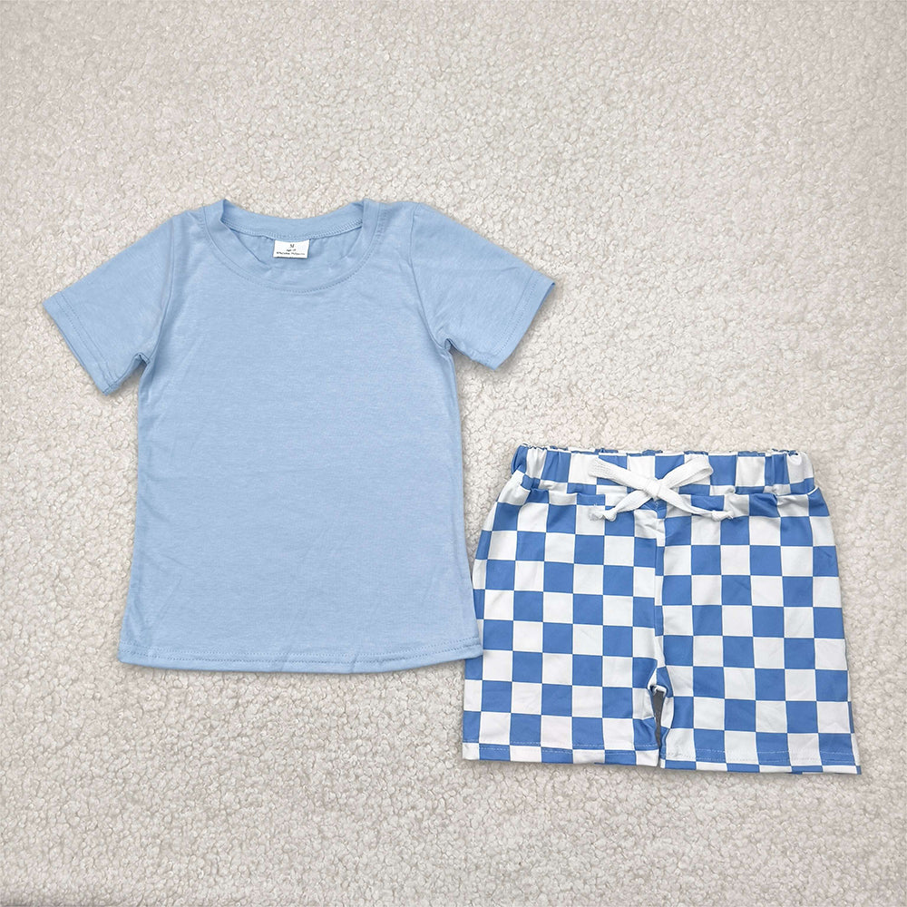 6.20 BSSO1469 RTS NO MOQ Baby Boys Summer Boys Outfits baby boy clothes blue short sleeve shorts set