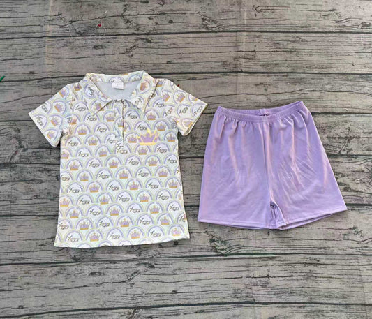 11.14 BSSO1565 Sample No Moq Embroidery Crowns Baby Boys Mardigras Masks Checked Button Top Shorts Clothes Sets