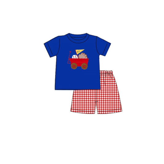 10.13 BSSO1569 Pre order No Moq Baby Boys Baseballs Truck Top Checked Shorts Team Clothes Sets