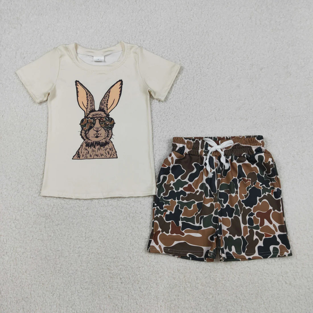 12.17 RTS Sibling Baby Boys Rabbits Ducks Top Camo Pockets Shorts Clothes Sets