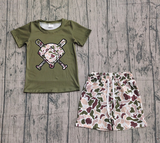 10.27 BSSO1592 Sample No Moq Baby Girls Deer Ducks Camo Baseball Top Shorts Team Clothes Sets