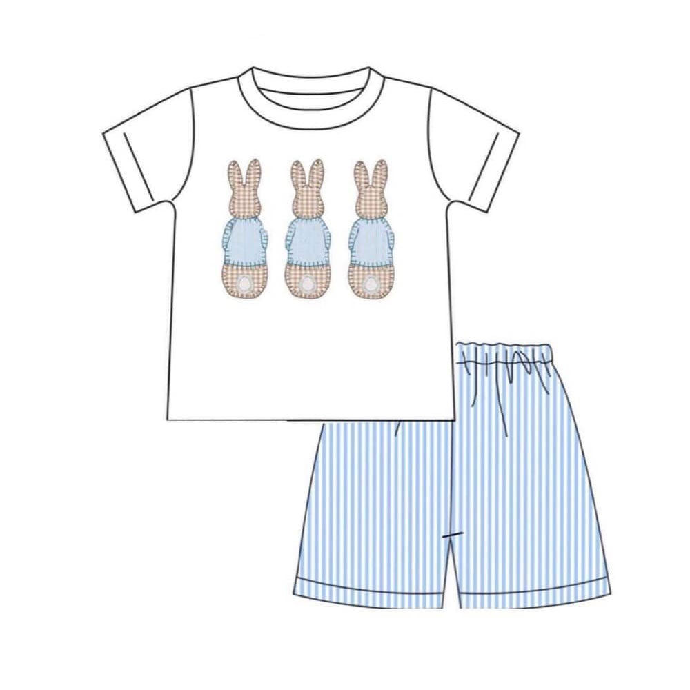 10.23 (Pre Order) No moq BSSO1611 PRE-ORDER Baby Boys Easter Short Shirt Top Shorts Clothes Sets