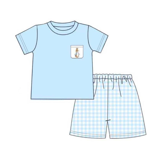 10.23 (Pre Order) No moq BSSO1612 PRE-ORDER Baby Boys Easter Rabbit Short Shirt Top Shorts Clothes Sets